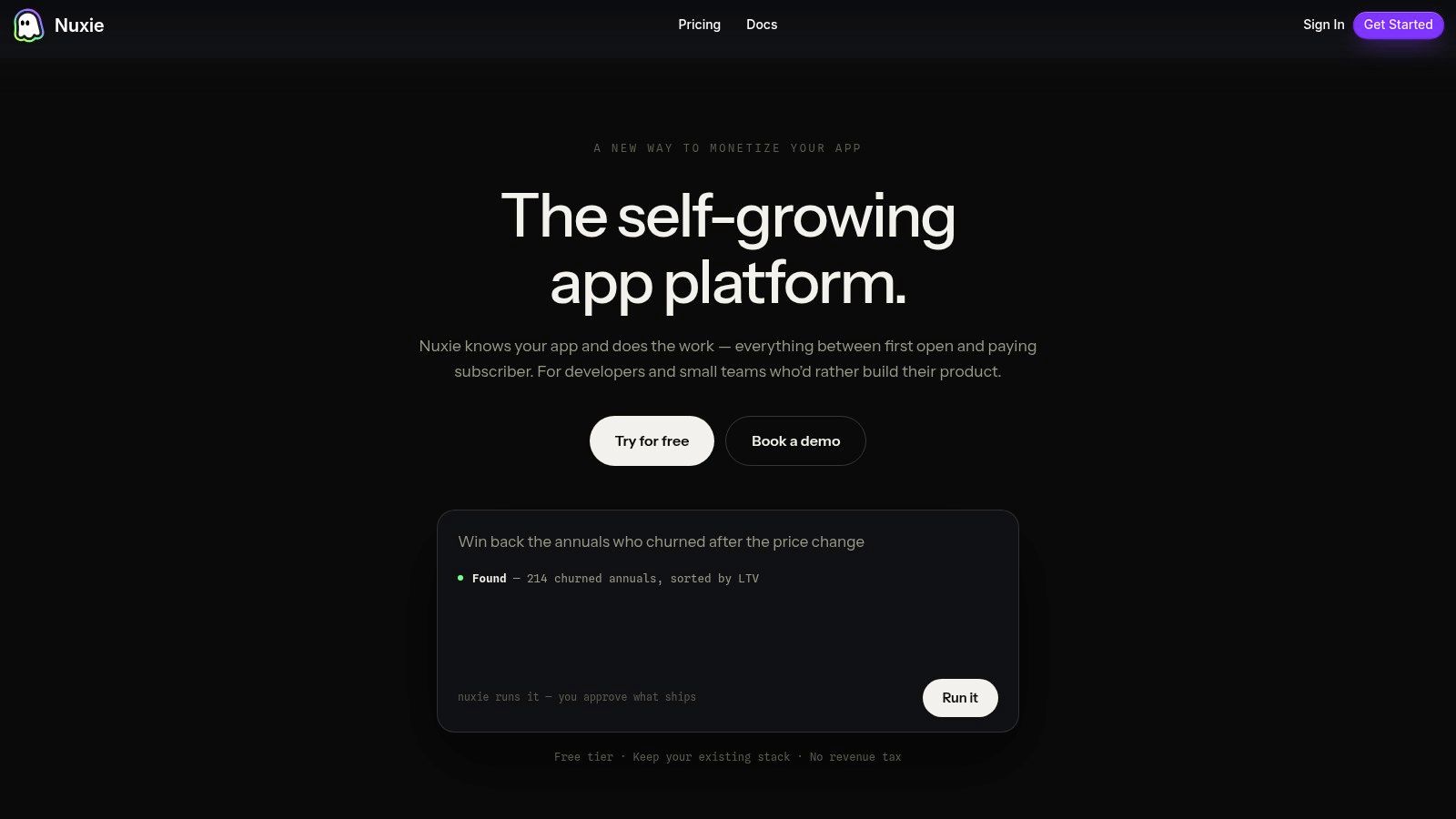 Screenshot from https://nuxie.io
