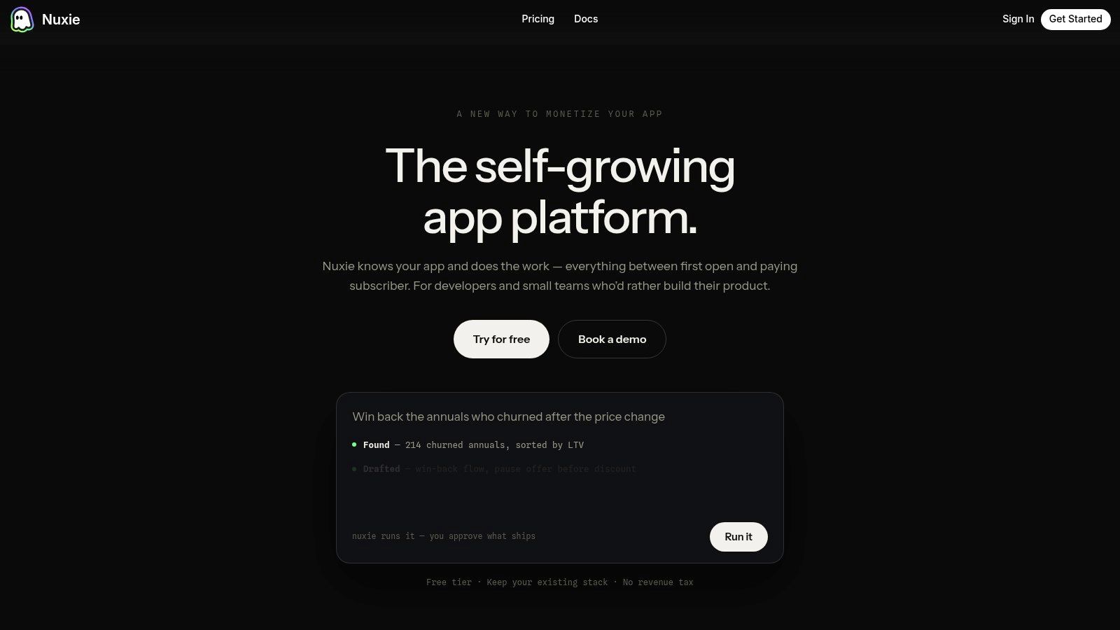 Screenshot from https://nuxie.io
